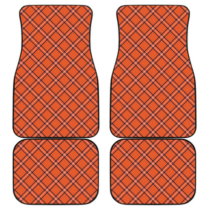 Halloween Plaid Pattern Print Front and Back Car Floor Mats