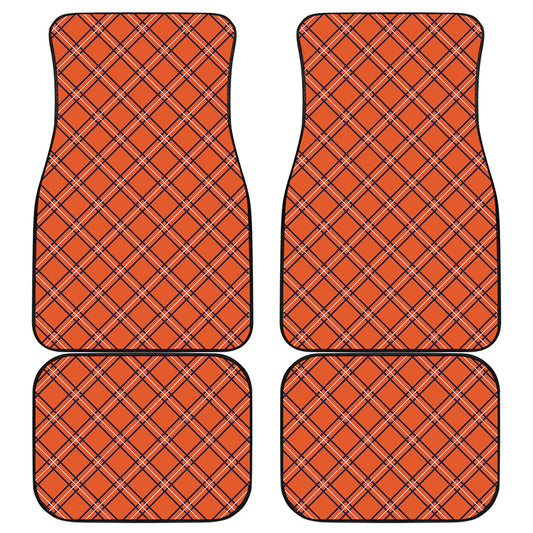 Halloween Plaid Pattern Print Front and Back Car Floor Mats