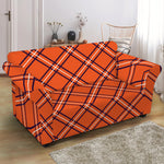 Halloween Plaid Pattern Print Loveseat Slipcover