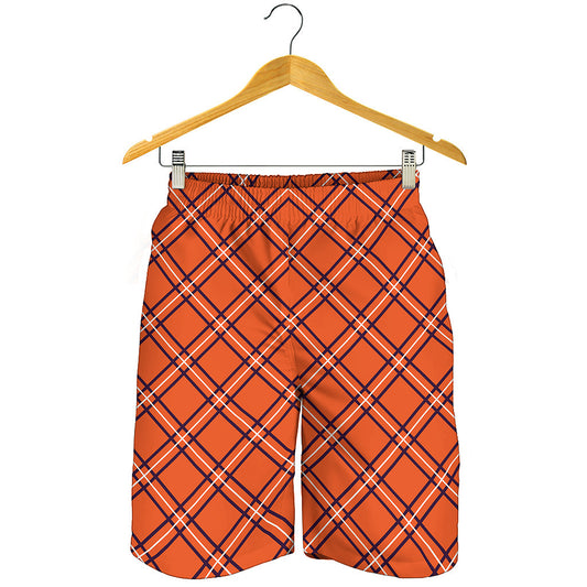 Halloween Plaid Pattern Print Men's Shorts