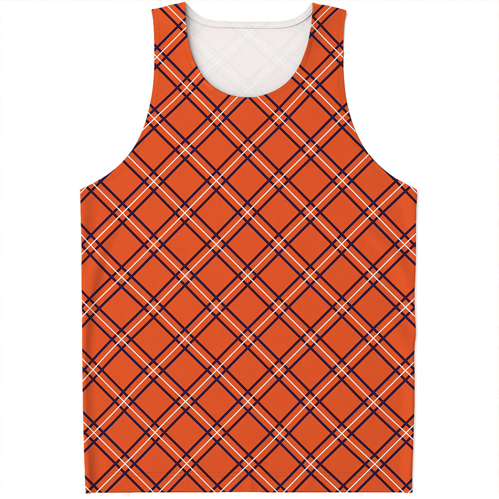 Halloween Plaid Pattern Print Men's Tank Top