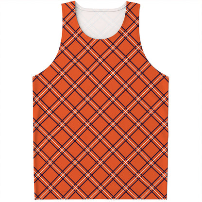 Halloween Plaid Pattern Print Men's Tank Top