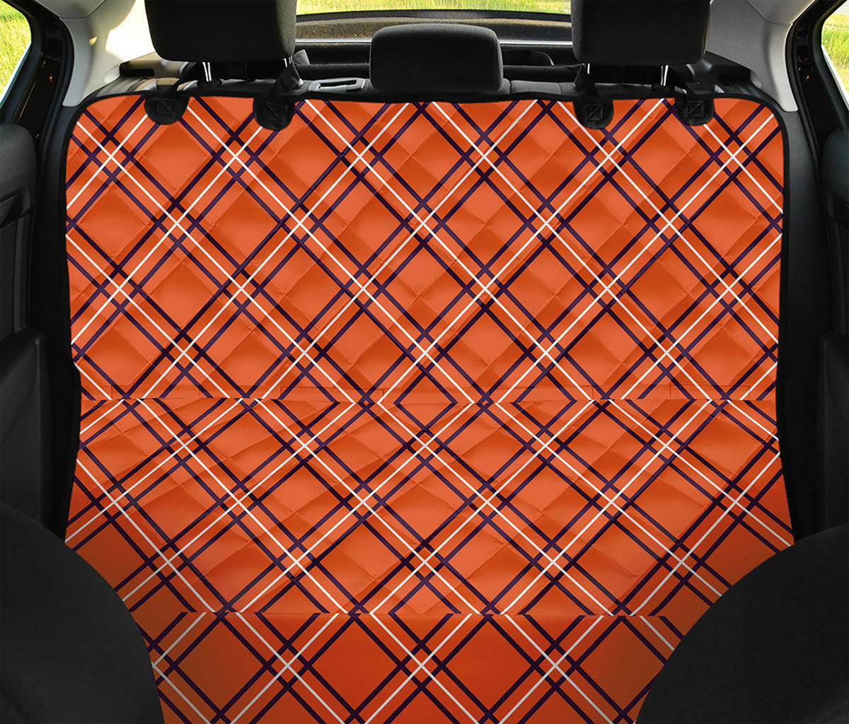 Halloween Plaid Pattern Print Pet Car Back Seat Cover