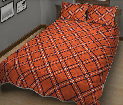 Halloween Plaid Pattern Print Quilt Bed Set