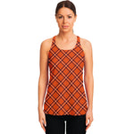 Halloween Plaid Pattern Print Women's Racerback Tank Top