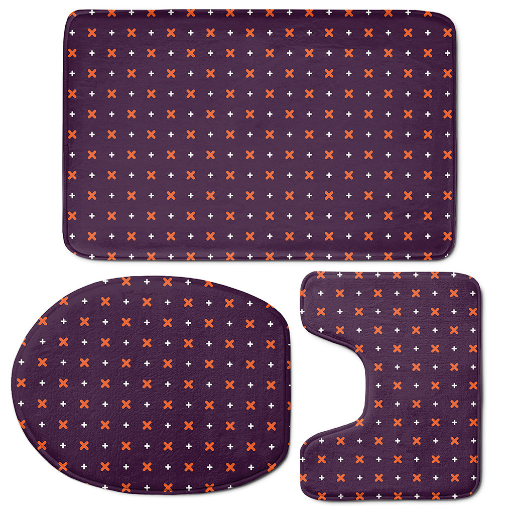 Halloween Plus And Cross Pattern Print 3 Piece Bath Mat Set