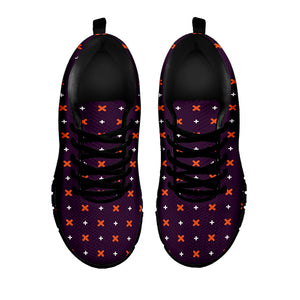 Halloween Plus And Cross Pattern Print Black Sneakers