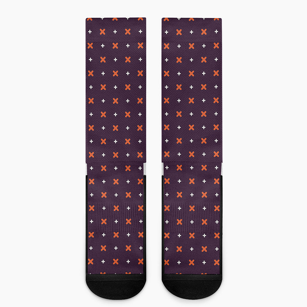 Halloween Plus And Cross Pattern Print Crew Socks