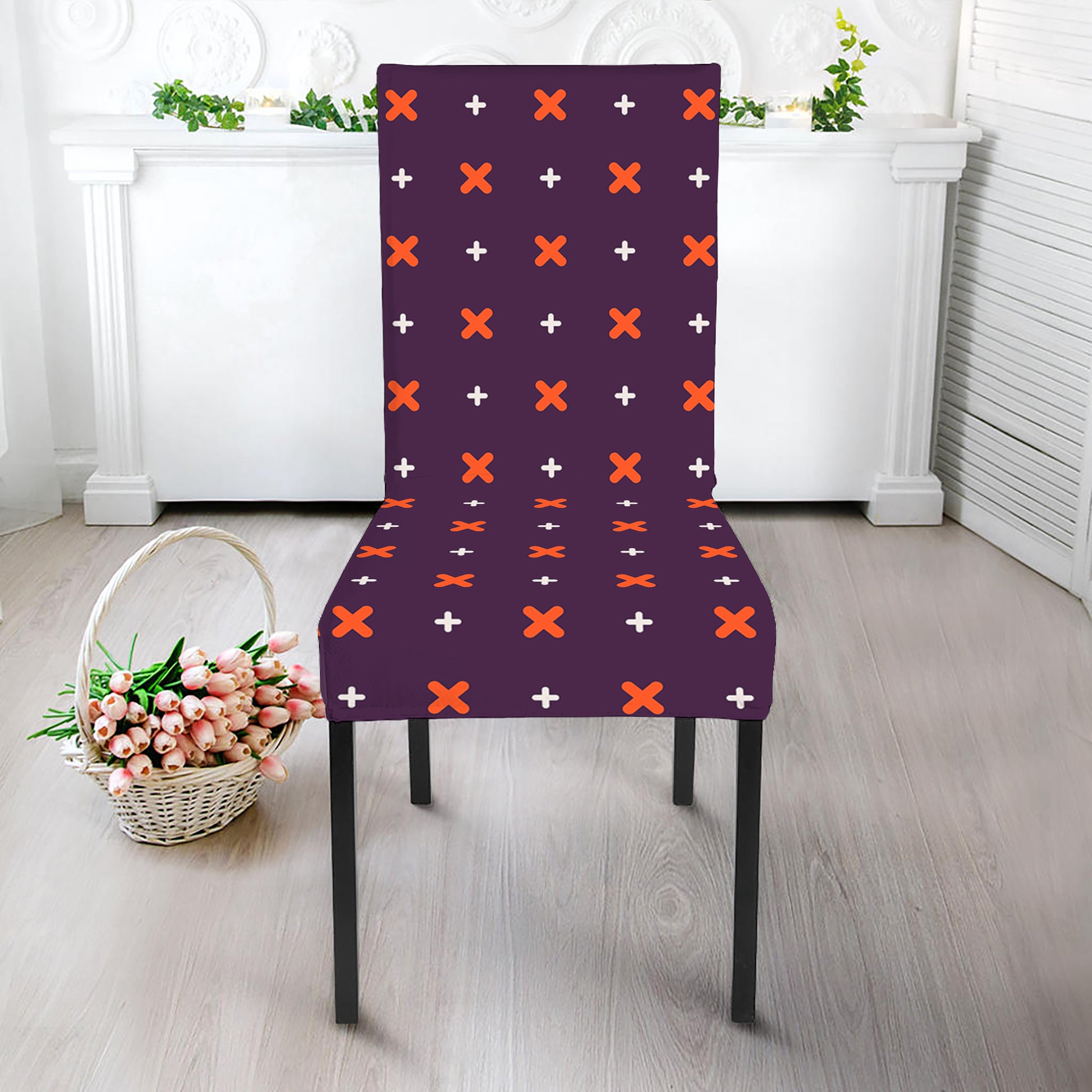 Halloween Plus And Cross Pattern Print Dining Chair Slipcover