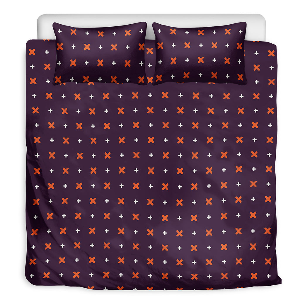 Halloween Plus And Cross Pattern Print Duvet Cover Bedding Set
