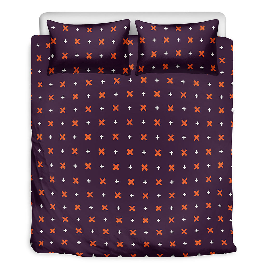 Halloween Plus And Cross Pattern Print Duvet Cover Bedding Set