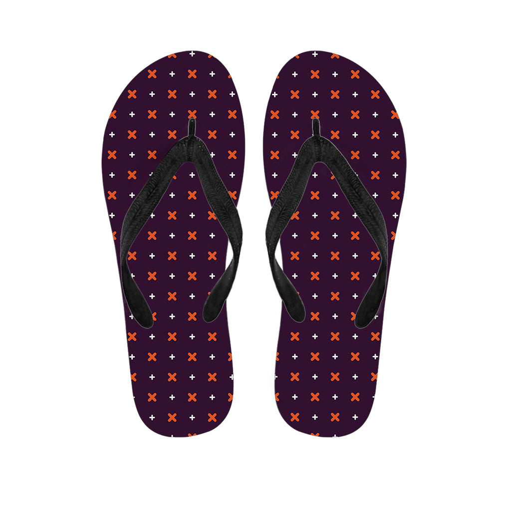 Halloween Plus And Cross Pattern Print Flip Flops