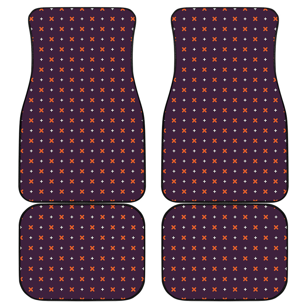 Halloween Plus And Cross Pattern Print Front and Back Car Floor Mats