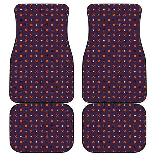 Halloween Plus And Cross Pattern Print Front and Back Car Floor Mats