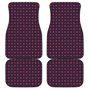 Halloween Plus And Cross Pattern Print Front and Back Car Floor Mats