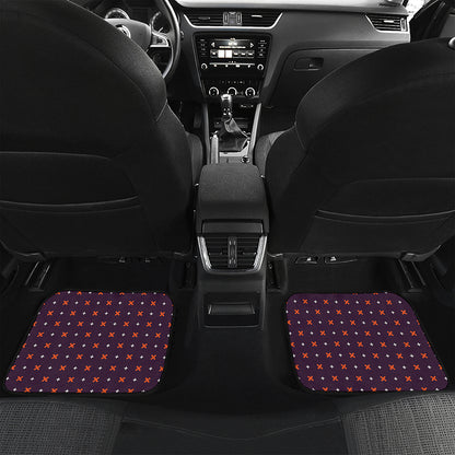 Halloween Plus And Cross Pattern Print Front and Back Car Floor Mats