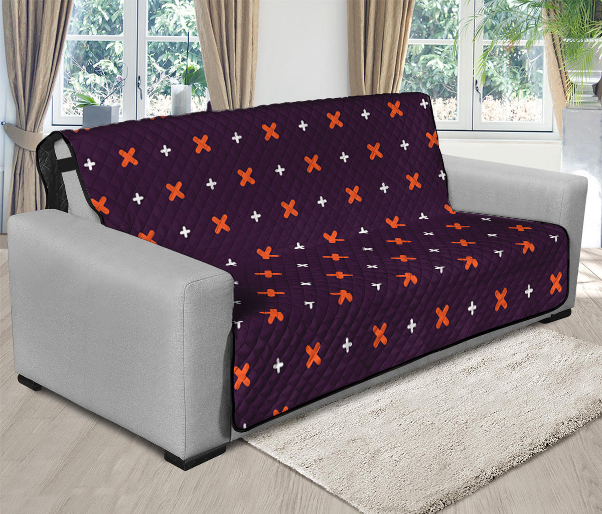 Halloween Plus And Cross Pattern Print Futon Protector