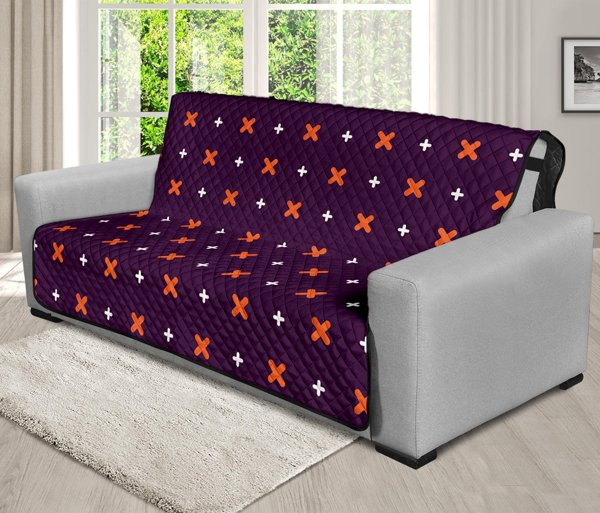 Halloween Plus And Cross Pattern Print Futon Protector