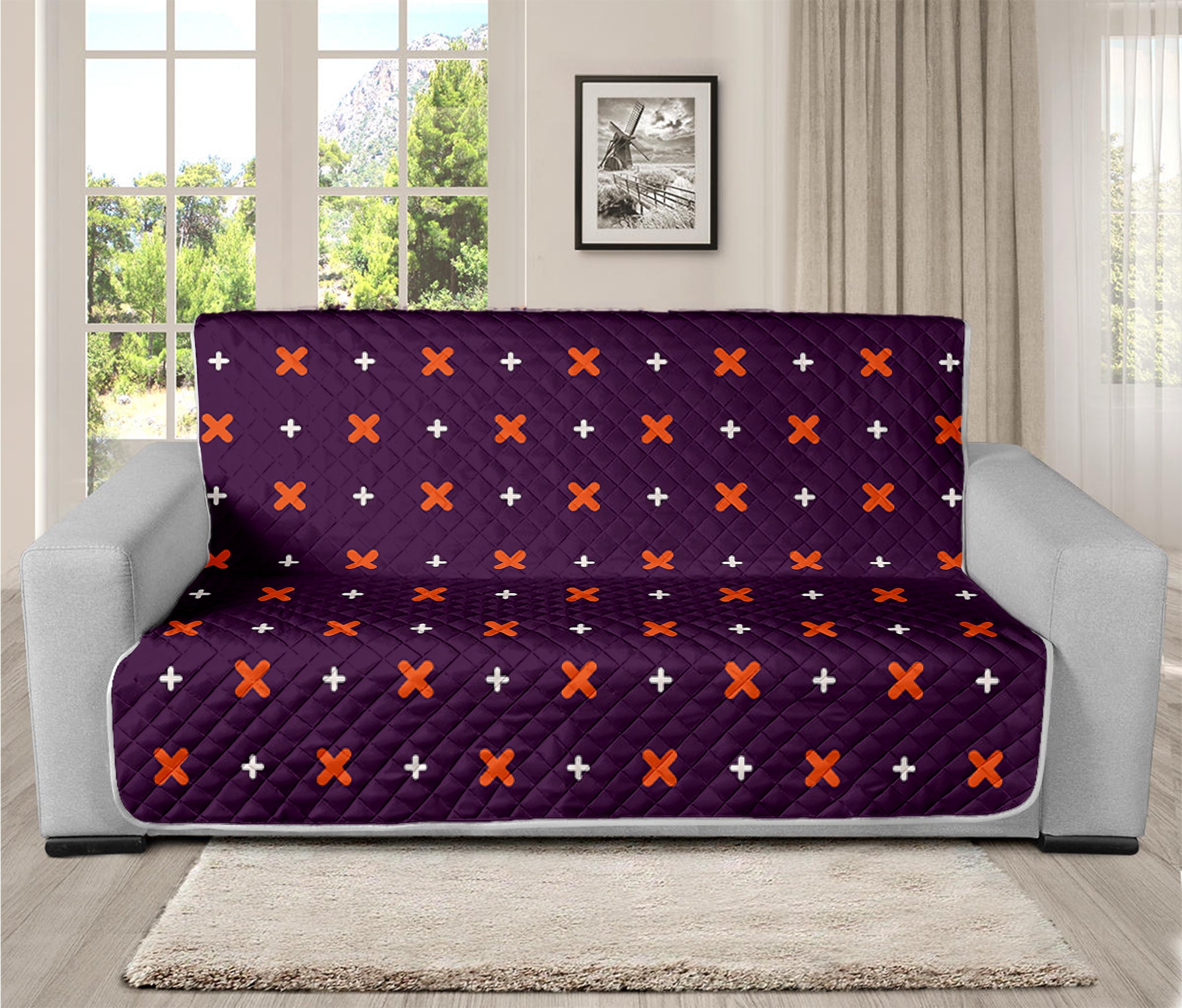 Halloween Plus And Cross Pattern Print Futon Protector