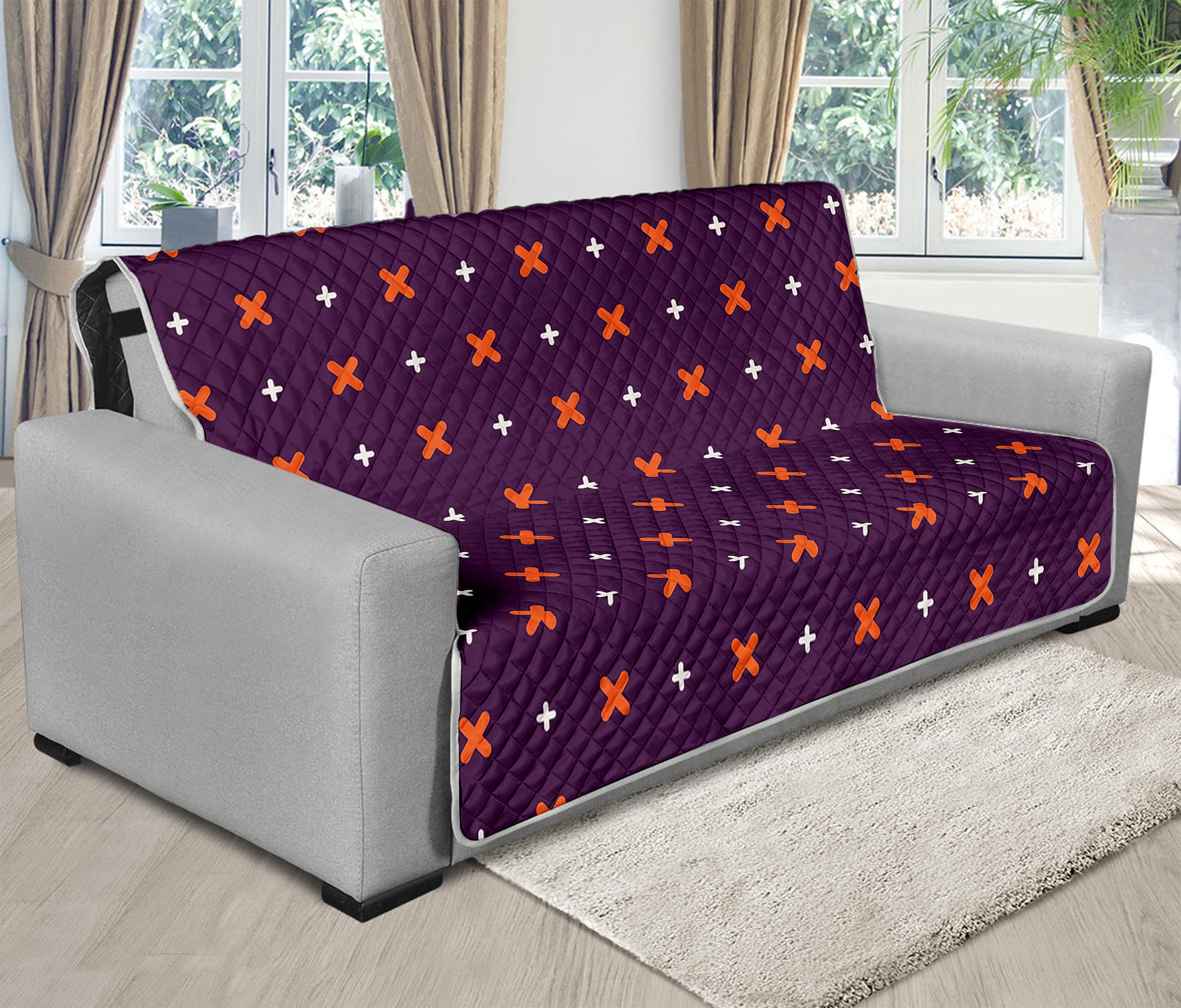 Halloween Plus And Cross Pattern Print Futon Protector