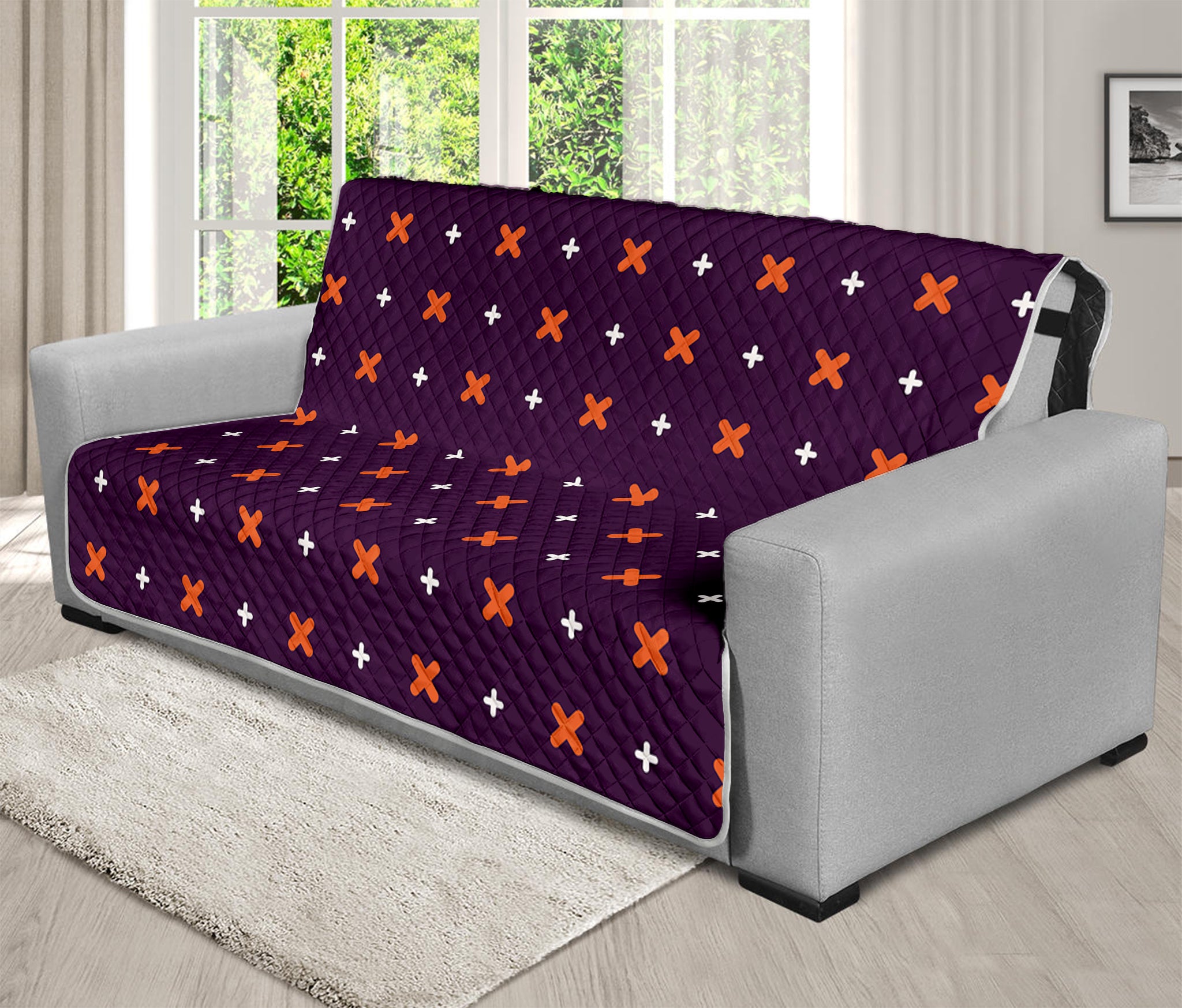 Halloween Plus And Cross Pattern Print Futon Protector