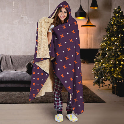 Halloween Plus And Cross Pattern Print Hooded Blanket