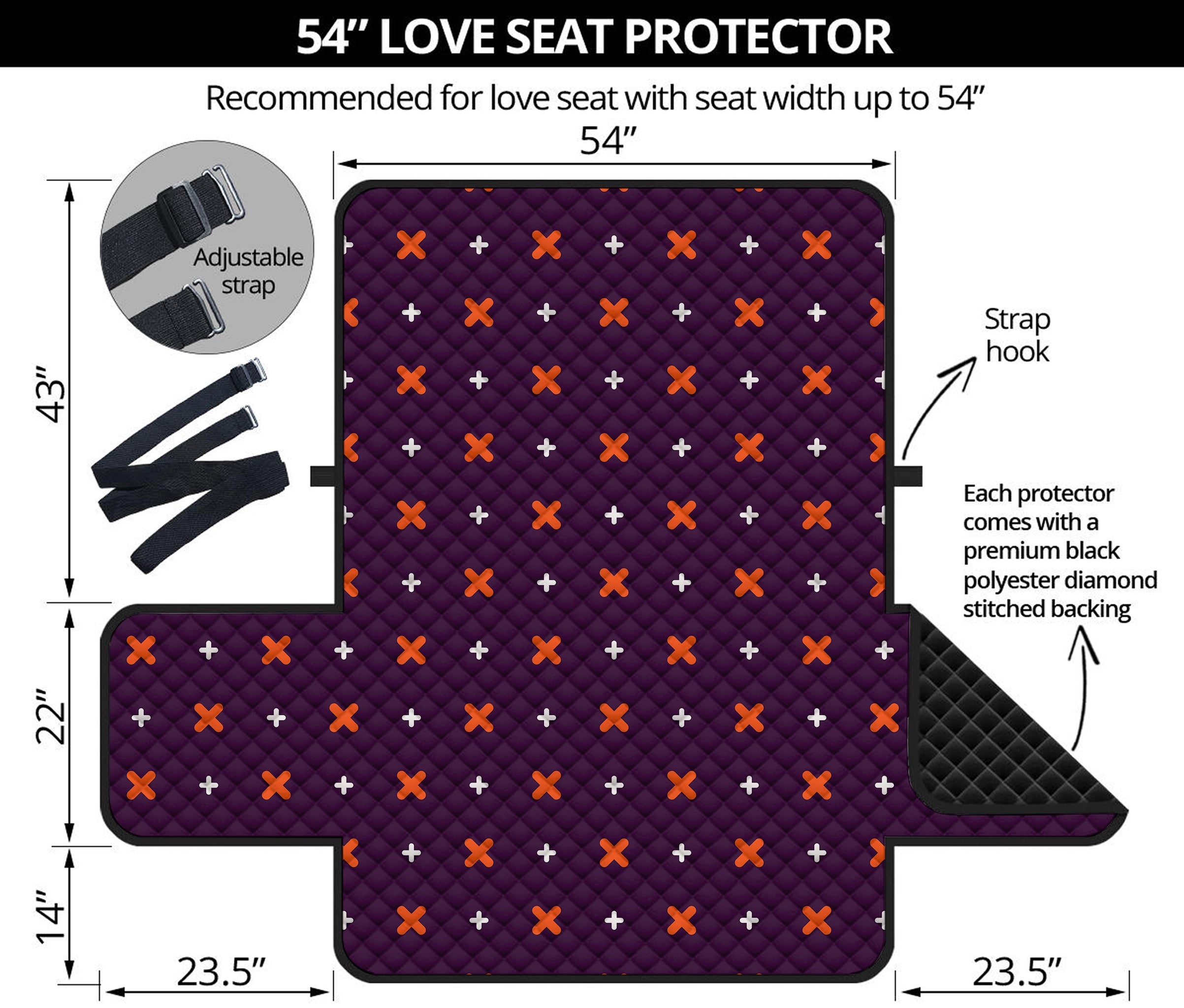 Halloween Plus And Cross Pattern Print Loveseat Protector