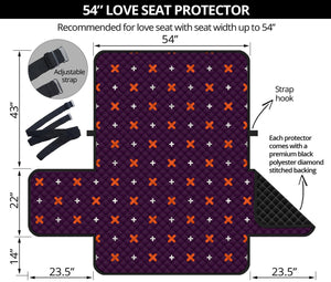 Halloween Plus And Cross Pattern Print Loveseat Protector