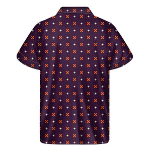 Halloween Plus And Cross Pattern Print Men's Short Sleeve Shirt