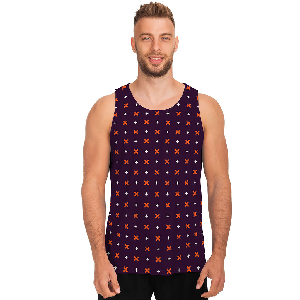 Halloween Plus And Cross Pattern Print Men's Tank Top