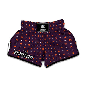 Halloween Plus And Cross Pattern Print Muay Thai Boxing Shorts