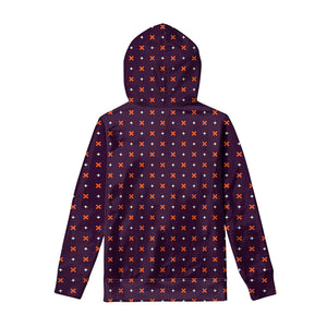 Halloween Plus And Cross Pattern Print Pullover Hoodie