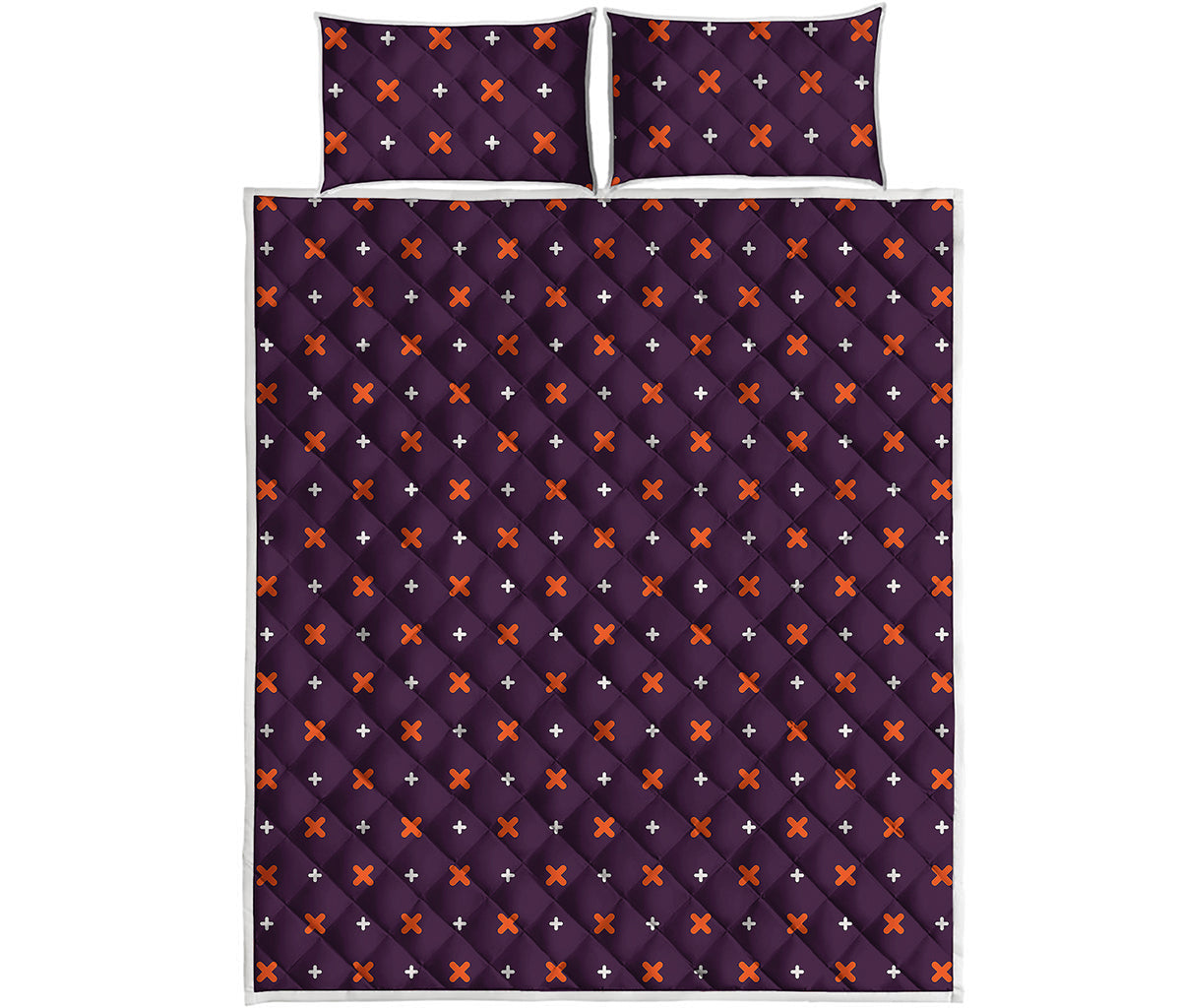 Halloween Plus And Cross Pattern Print Quilt Bed Set