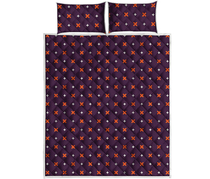 Halloween Plus And Cross Pattern Print Quilt Bed Set