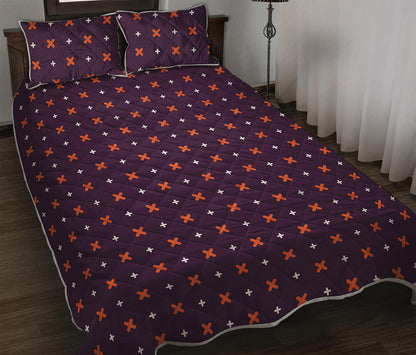 Halloween Plus And Cross Pattern Print Quilt Bed Set