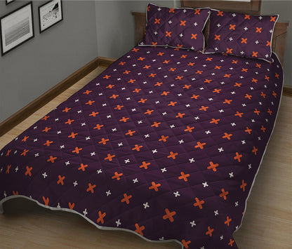 Halloween Plus And Cross Pattern Print Quilt Bed Set