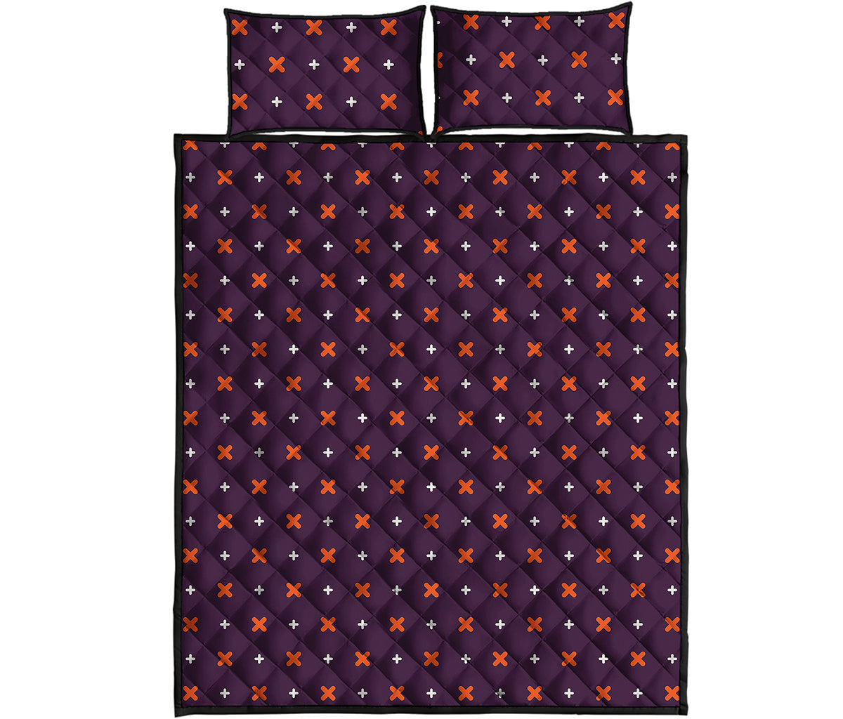 Halloween Plus And Cross Pattern Print Quilt Bed Set