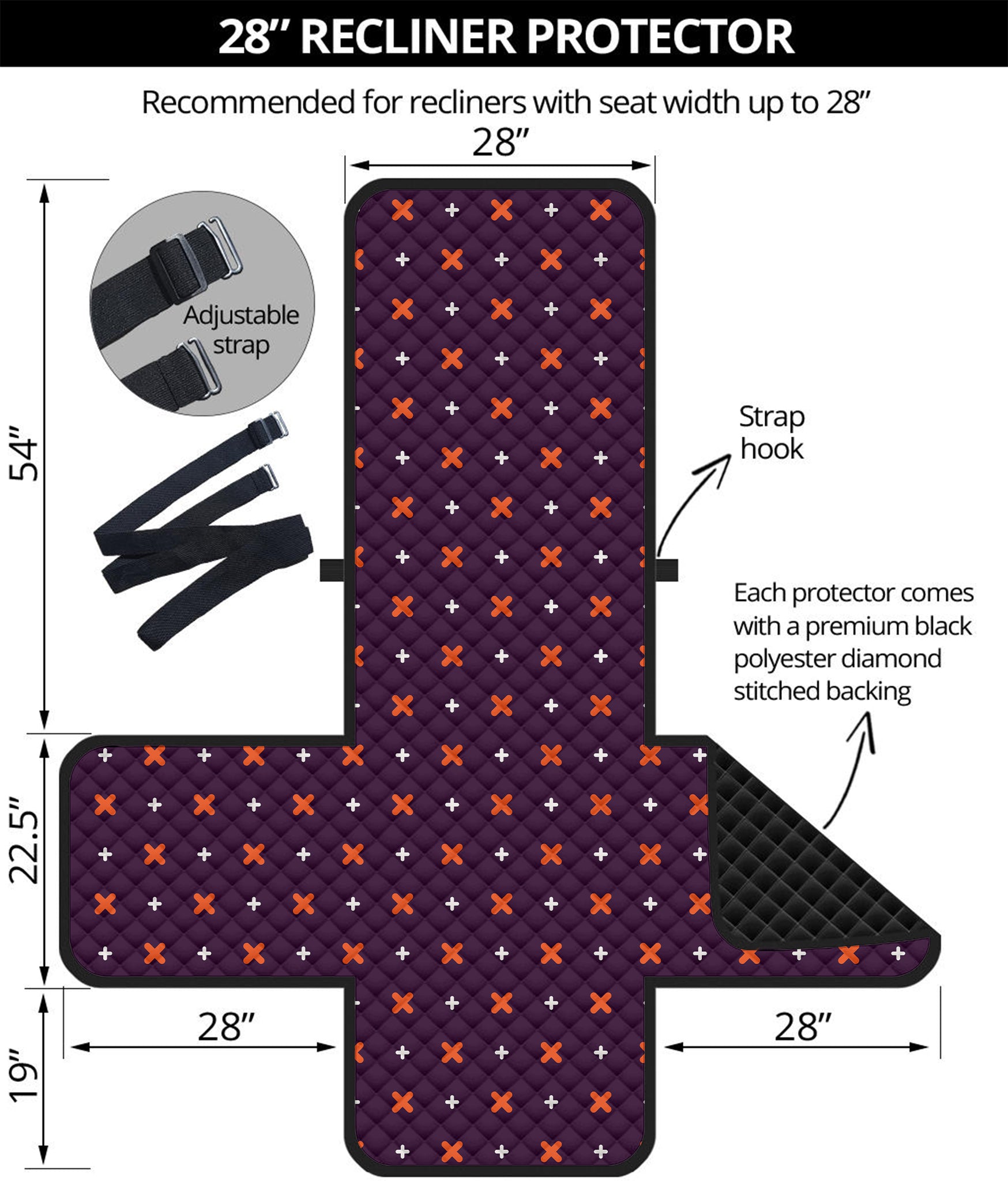 Halloween Plus And Cross Pattern Print Recliner Protector