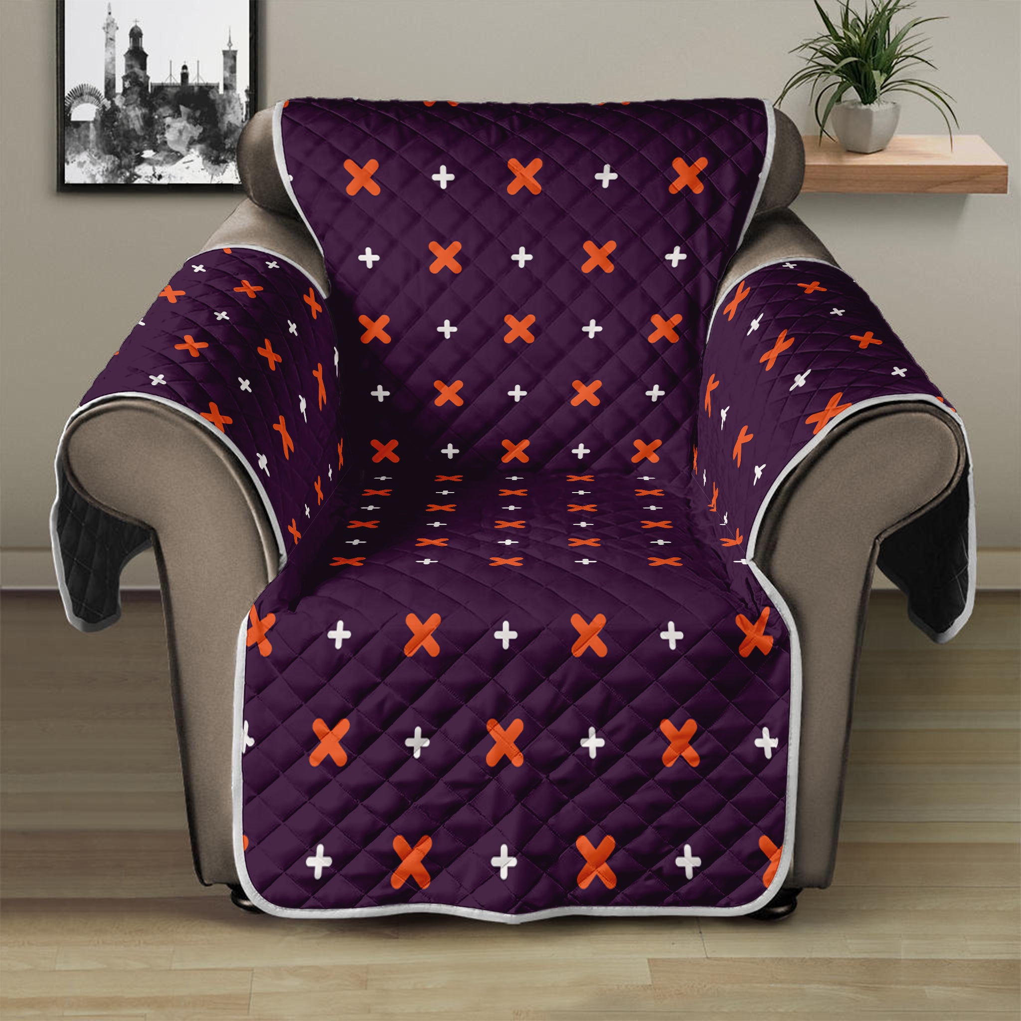 Halloween Plus And Cross Pattern Print Recliner Protector