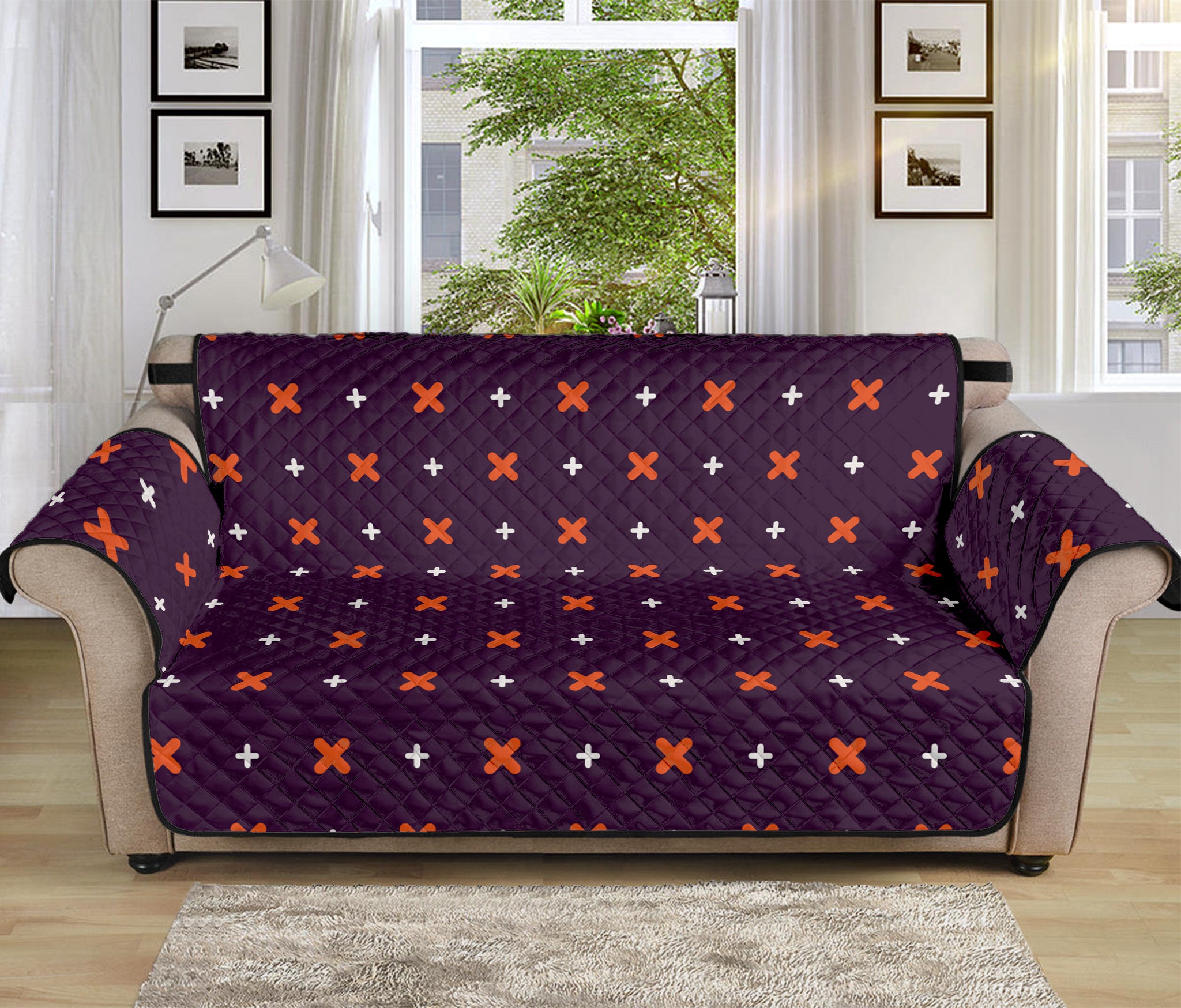 Halloween Plus And Cross Pattern Print Sofa Protector