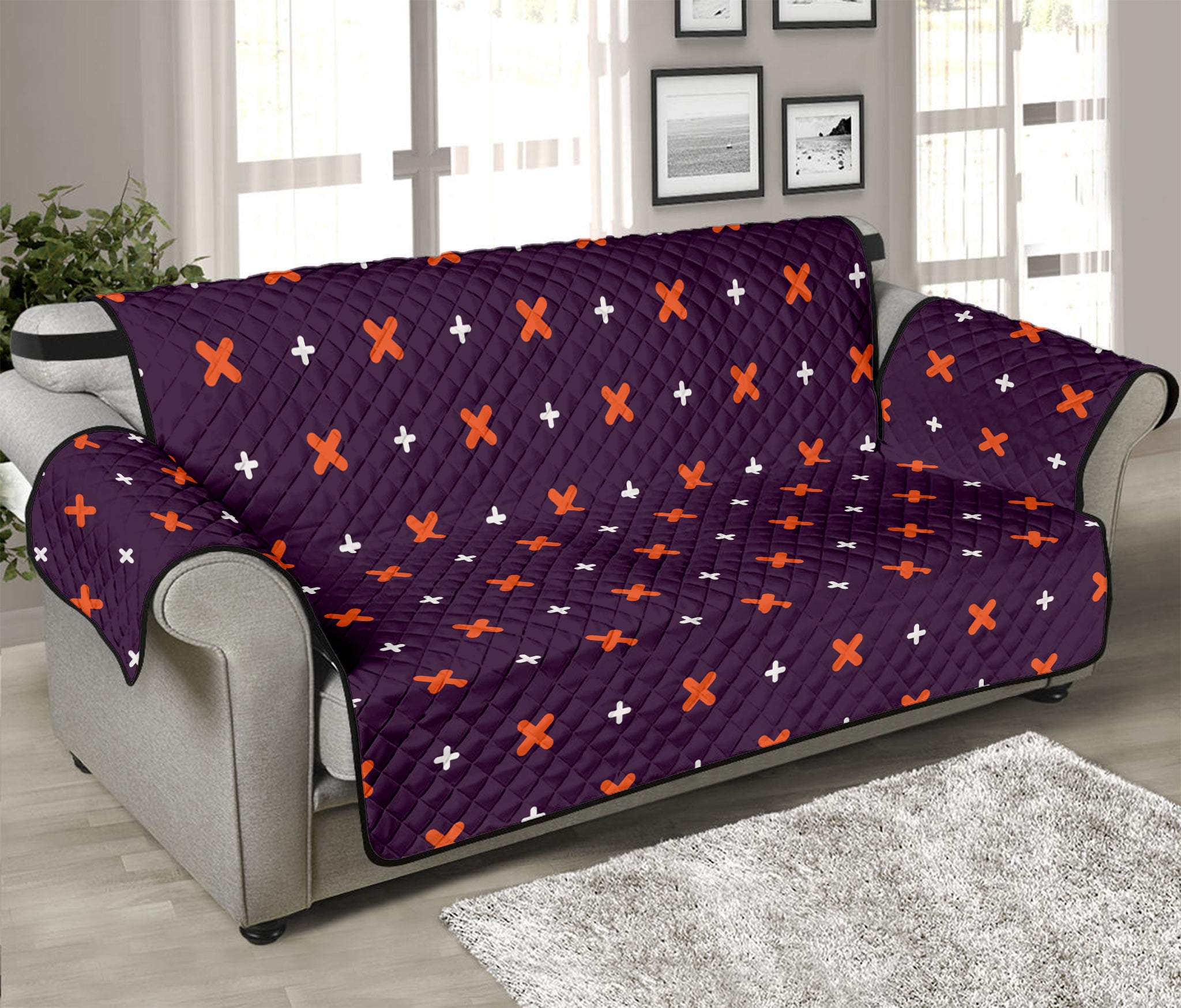 Halloween Plus And Cross Pattern Print Sofa Protector