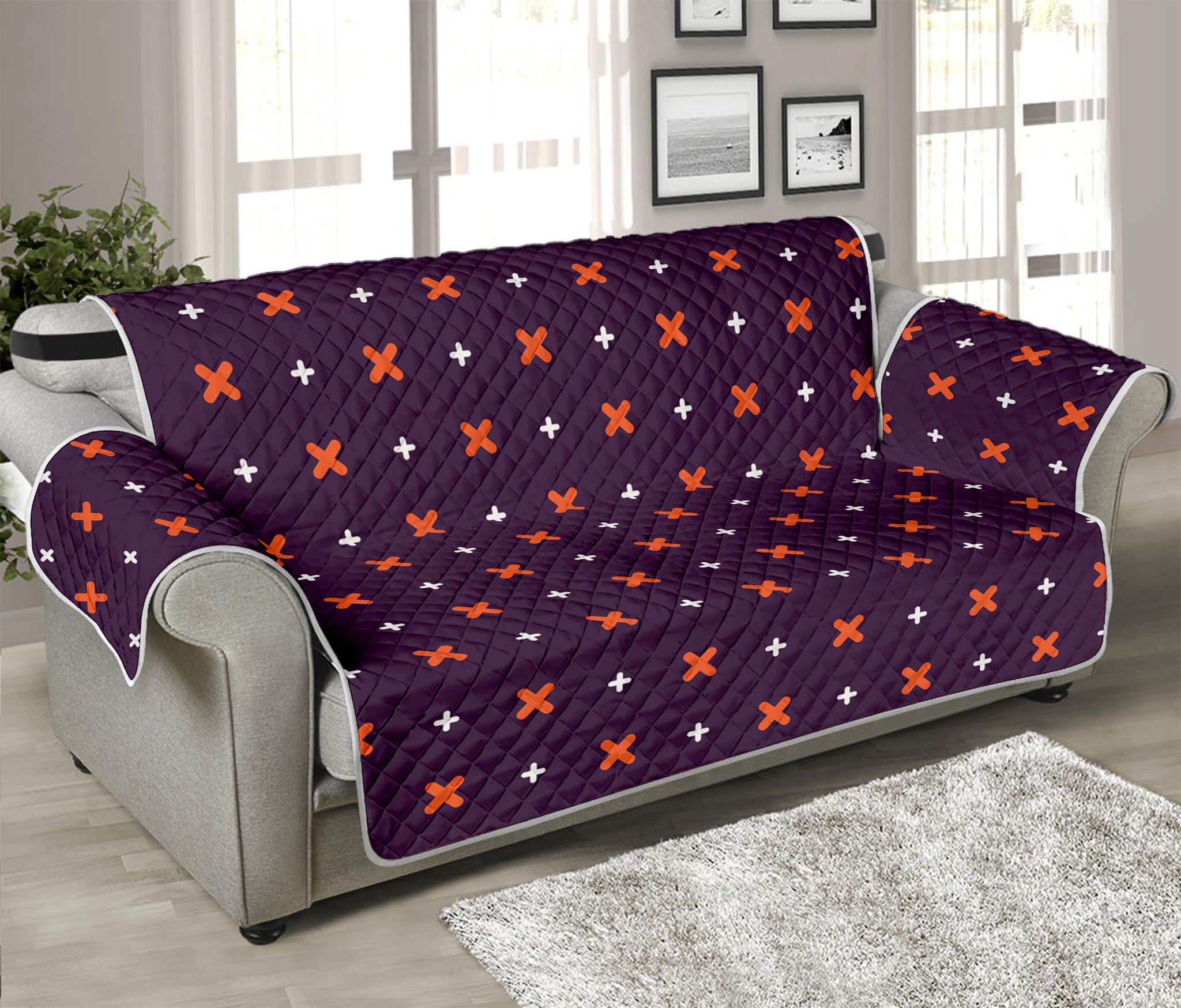 Halloween Plus And Cross Pattern Print Sofa Protector