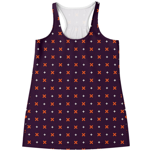 Halloween Plus And Cross Pattern Print Women's Racerback Tank Top