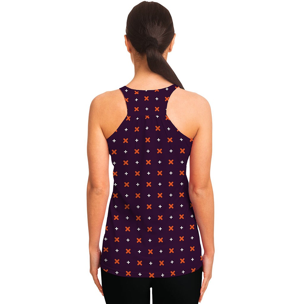 Halloween Plus And Cross Pattern Print Women's Racerback Tank Top