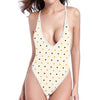 Halloween Polka Dot Pattern Print One Piece High Cut Swimsuit