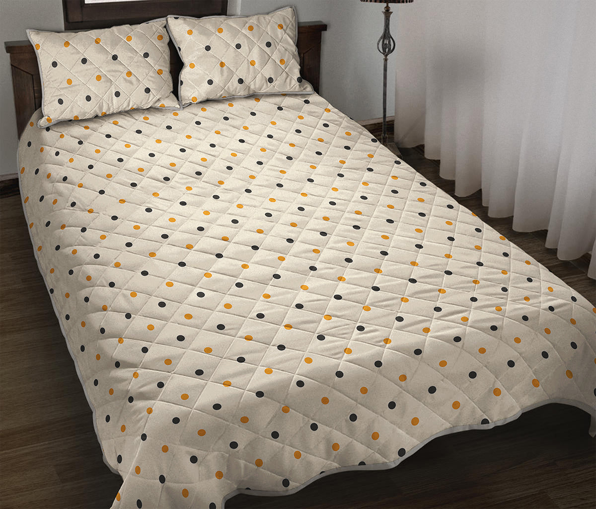 Halloween Polka Dot Pattern Print Quilt Bed Set