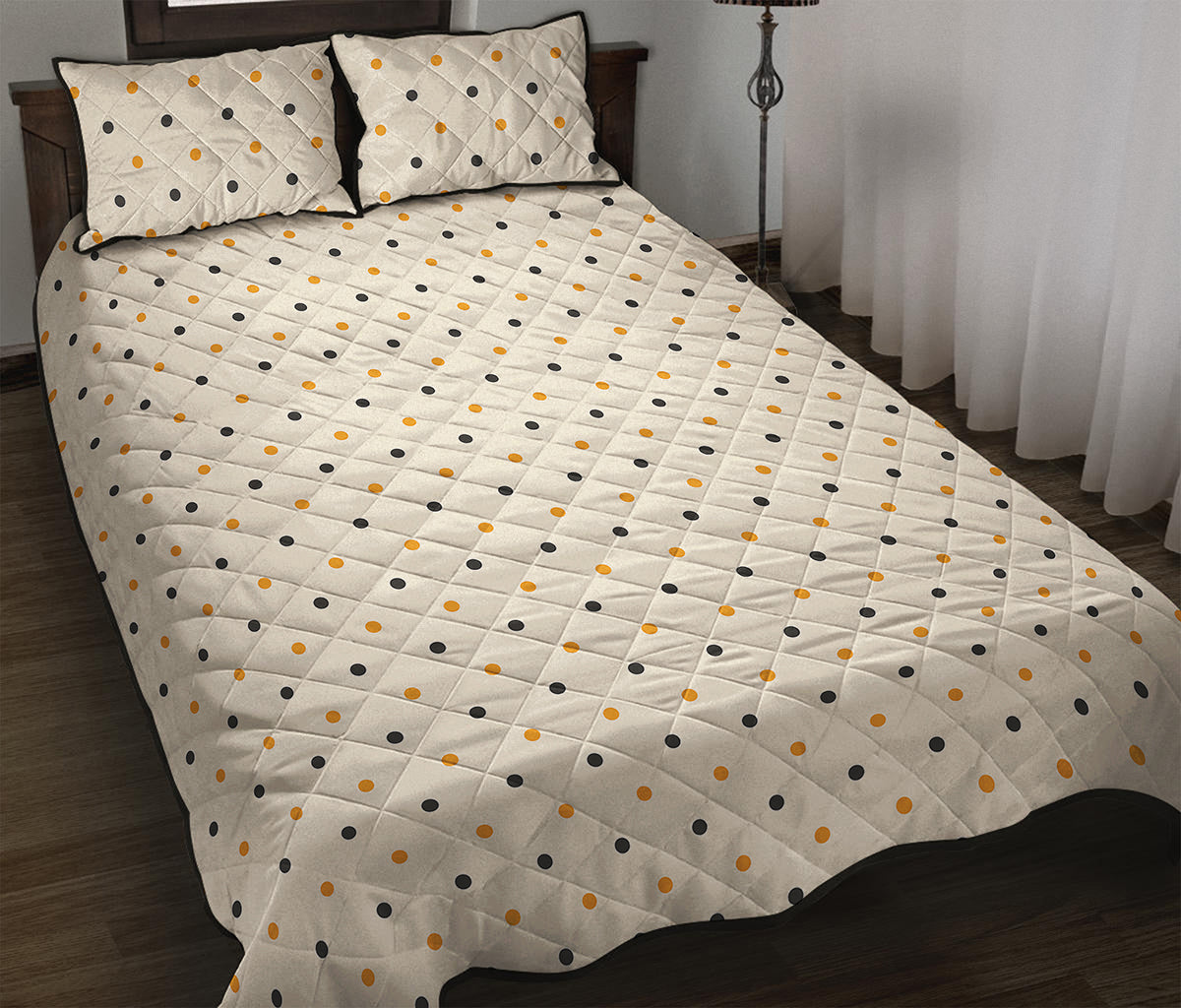 Halloween Polka Dot Pattern Print Quilt Bed Set
