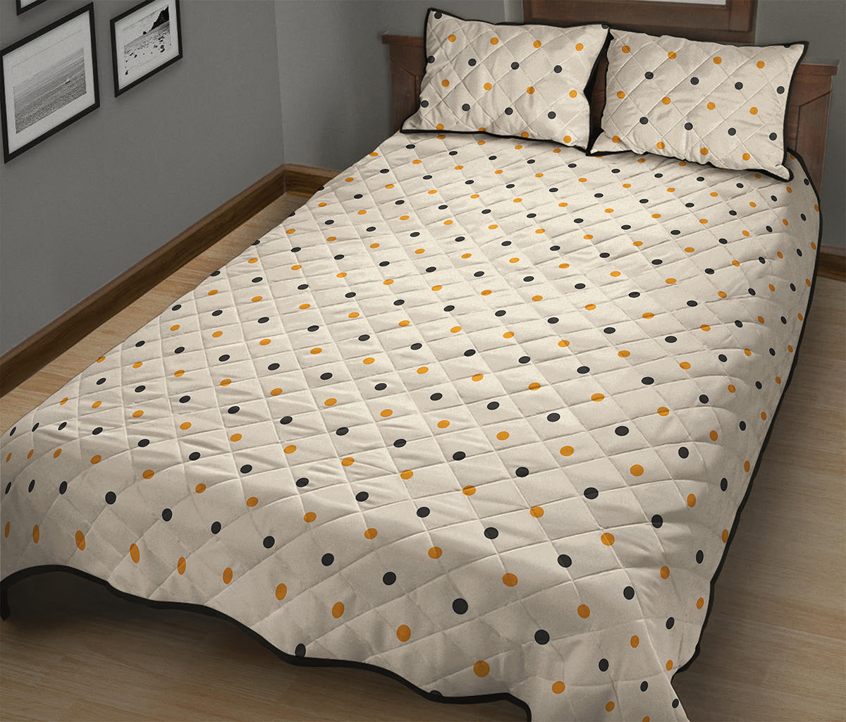 Halloween Polka Dot Pattern Print Quilt Bed Set