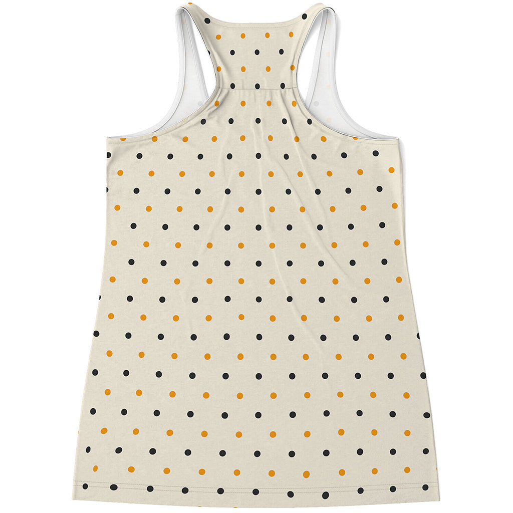 Halloween Polka Dot Pattern Print Women's Racerback Tank Top