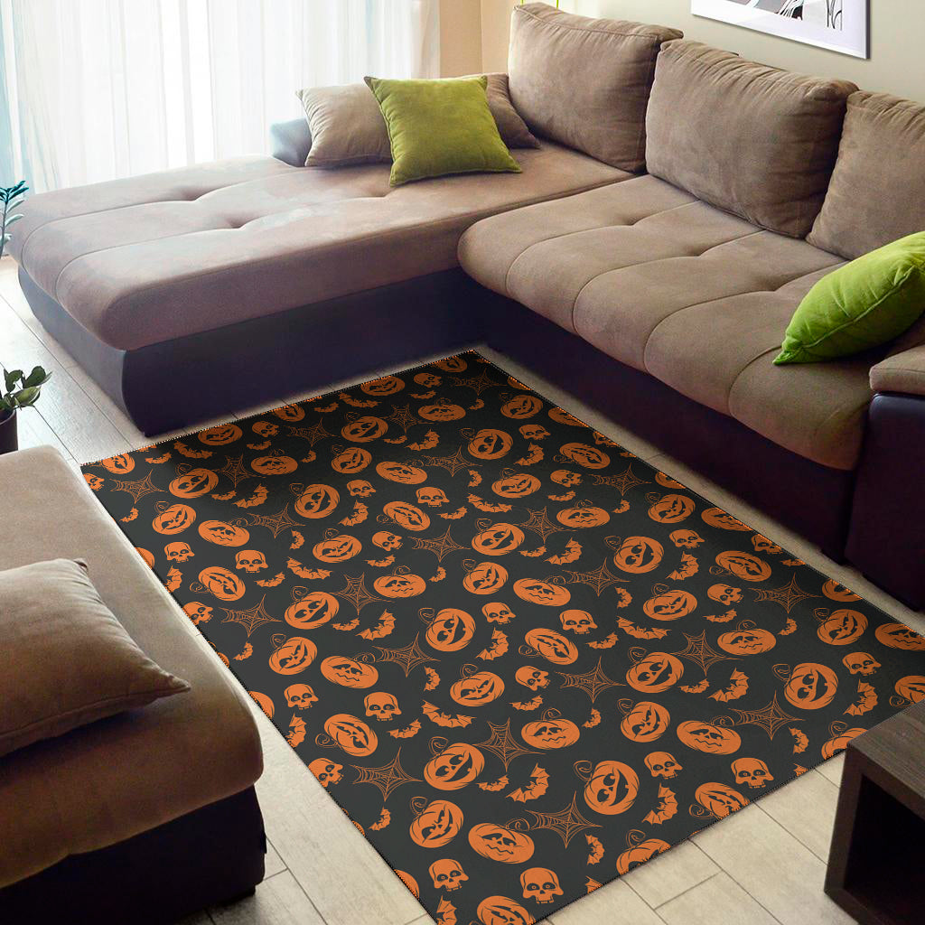 Halloween Pumpkin And Bat Pattern Print Area Rug